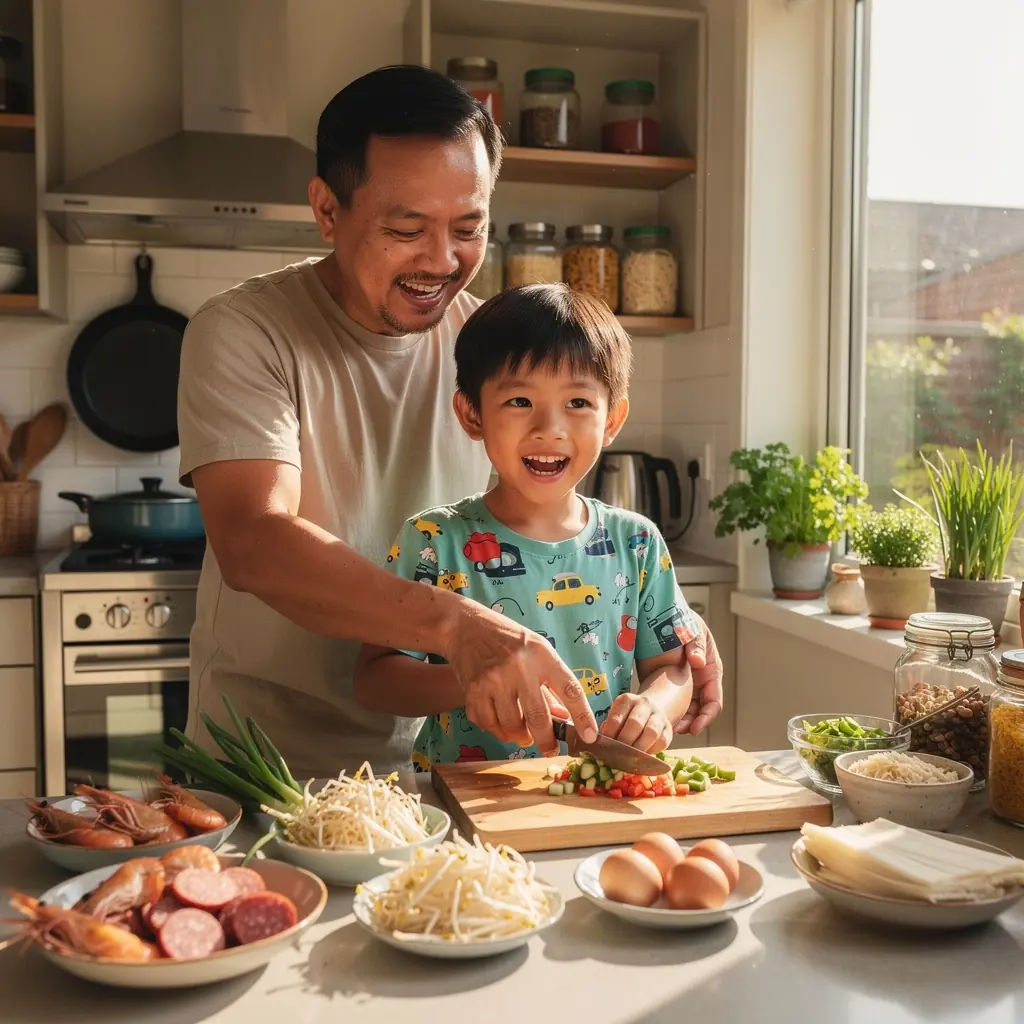 A colorful assortment of satay skewers grilled to perfection, served with peanut sauce and cucumber slices.