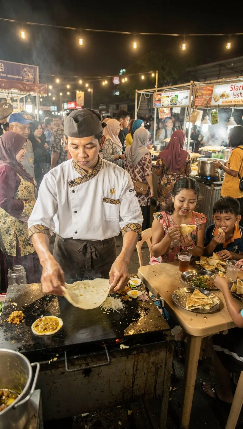 A close-up of char kway teow, featuring stir-fried flat noodles, prawns, Chinese sausage, and bean sprouts.