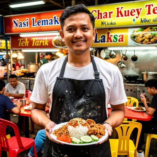 A vibrant plate of char kway teow showcasing stir-fried flat rice noodles with shrimp, bean sprouts, and egg, garnished with fresh chives.