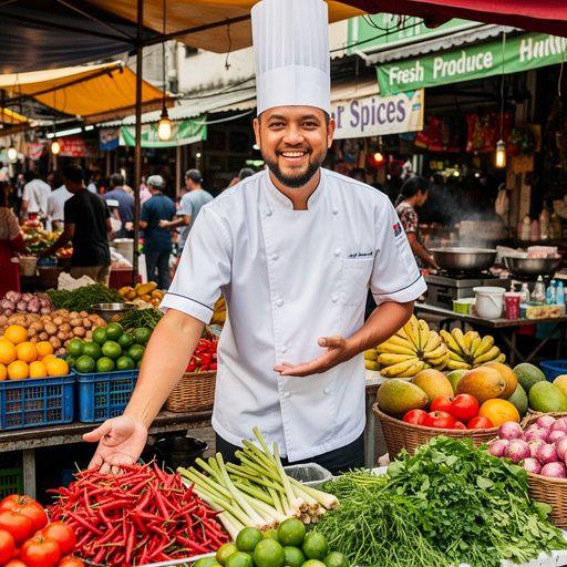 A steaming bowl of laksa filled with vermicelli noodles, shrimp, tofu, and a rich coconut curry broth, topped with fresh herbs and lime.
